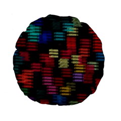 Colorful Horizontal Paint Strokes                   Standard 15  Premium Flano Round Cushion by LalyLauraFLM