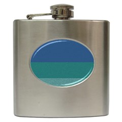 Blue Gradient Glitter Texture Pattern  Hip Flask (6 Oz) by paulaoliveiradesign