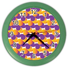 Purple And Yellow Abstract Pattern Color Wall Clocks by paulaoliveiradesign