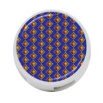 Blue Geometric Losangle Pattern 4-Port USB Hub (Two Sides)  Front