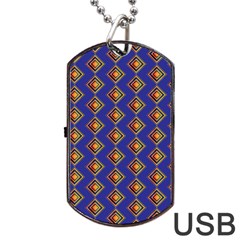Blue Geometric Losangle Pattern Dog Tag Usb Flash (two Sides) by paulaoliveiradesign