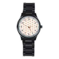 Geometric Losangle Pattern Rosy Stainless Steel Round Watch by paulaoliveiradesign