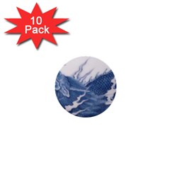 Blue Chinese Dragon 1  Mini Buttons (10 Pack)  by paulaoliveiradesign