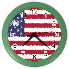 Flag Of The United States America Color Wall Clocks by paulaoliveiradesign