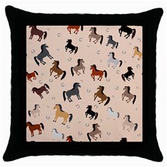 Horses For Courses Pattern Throw Pillow Case (black) by BangZart