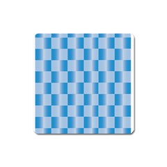 Blue Plaided Pattern Square Magnet by paulaoliveiradesign