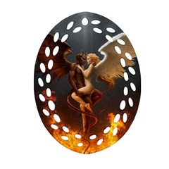 Angels Wings Curious Hell Heaven Oval Filigree Ornament (two Sides) by BangZart