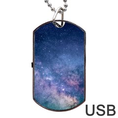 Galaxy Nebula Astro Stars Space Dog Tag Usb Flash (one Side) by paulaoliveiradesign