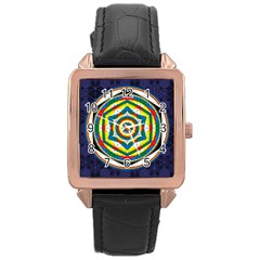 Flower Of Life Universal Mandala Rose Gold Leather Watch  by BangZart