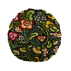 Bohemia Floral Pattern Standard 15  Premium Round Cushions by BangZart