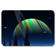 Planets In Space Stars Large Doormat  by BangZart