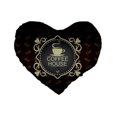 Coffee House Standard 16  Premium Flano Heart Shape Cushions by BangZart