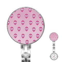Alien Pattern Pink Stainless Steel Nurses Watch by BangZart