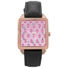 Alien Pattern Pink Rose Gold Leather Watch  by BangZart