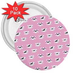Girly Girlie Punk Skull 3  Buttons (10 Pack)  by BangZart