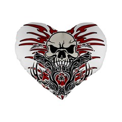 Skull Tribal Standard 16  Premium Heart Shape Cushions by Valentinaart