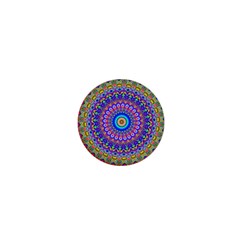 Colorful Purple Green Mandala Pattern 1  Mini Buttons by paulaoliveiradesign