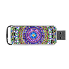 Colorful Purple Green Mandala Pattern Portable Usb Flash (two Sides) by paulaoliveiradesign