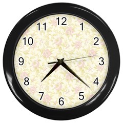 Floral Paper Pink Girly Pattern Wall Clocks (black) by paulaoliveiradesign