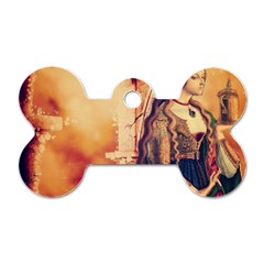 Fantasy Art Painting Magic Woman  Dog Tag Bone (two Sides) by paulaoliveiradesign