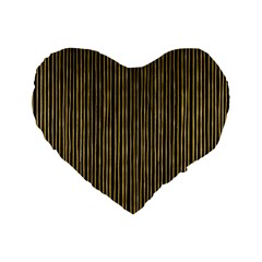 Stylish Golden Strips Standard 16  Premium Flano Heart Shape Cushions by gatterwe