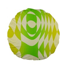 Green Shapes Canvas                        Standard 15  Premium Flano Round Cushion by LalyLauraFLM