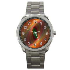 Ellipse Fractal Orange Background Sport Metal Watch by Nexatart