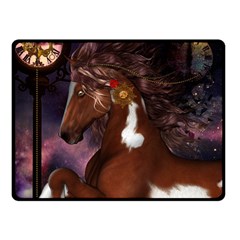 Steampunk Wonderful Wild Horse With Clocks And Gears Fleece Blanket (small) by FantasyWorld7