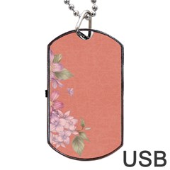 Flower Illustration Rose Floral Pattern Dog Tag Usb Flash (one Side) by paulaoliveiradesign