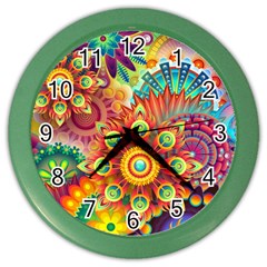 Colorful Abstract Pattern Kaleidoscope Color Wall Clocks by paulaoliveiradesign