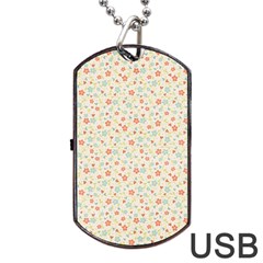 Colorful Pink Floral Cute Pattern Dog Tag Usb Flash (one Side) by paulaoliveiradesign