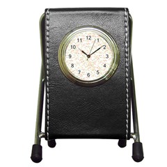 Small Floral Flowers Pattern  Pen Holder Desk Clocks by paulaoliveiradesign
