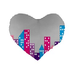 Building Polka City Rainbow Standard 16  Premium Flano Heart Shape Cushions by Mariart