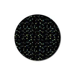 Splatter Abstract Dark Pattern Rubber Round Coaster (4 Pack)  by dflcprints