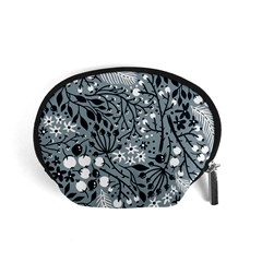 Abstract Floral Pattern Grey Accessory Pouches (small)  by Mariart