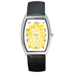 Cute Pineapple Yellow Fruite Barrel Style Metal Watch by Mariart