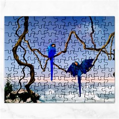 Wonderful Blue  Parrot Looking To The Ocean Rectangular Jigsaw Puzzl by FantasyWorld7