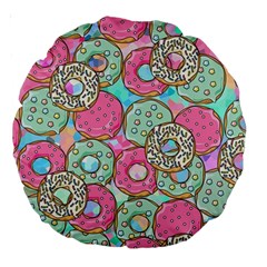 Donuts Pattern Large 18  Premium Round Cushions by ValentinaDesign