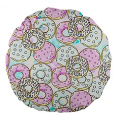Donuts Pattern Large 18  Premium Round Cushions by ValentinaDesign