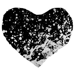 Black And White Splash Texture Large 19  Premium Flano Heart Shape Cushions by dflcprints