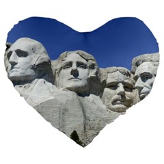 Mount Rushmore Monument Landmark Large 19  Premium Flano Heart Shape Cushions by Nexatart