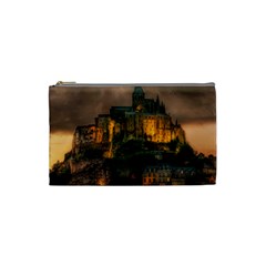 Mont St Michel Sunset Island Church Cosmetic Bag (small)  by Nexatart