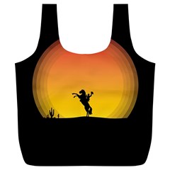 Horse Cowboy Sunset Western Riding Full Print Recycle Bags (l)  by Nexatart