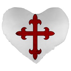 Crusader Cross Large 19  Premium Heart Shape Cushions by Valentinaart