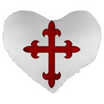 Crusader Cross Large 19  Premium Flano Heart Shape Cushions Front