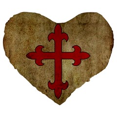 Crusader Cross Large 19  Premium Flano Heart Shape Cushions by Valentinaart
