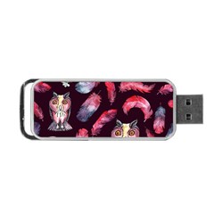 Boho Owl And Feather Pattern Portable Usb Flash (two Sides) by paulaoliveiradesign