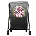 Boho Owl and Feather White Pattern Pen Holder Desk Clocks Front