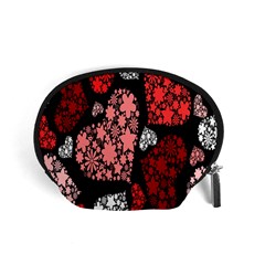 Floral Flower Heart Valentine Accessory Pouches (small)  by Mariart