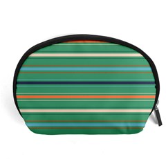 Horizontal Line Green Red Orange Accessory Pouches (large)  by Mariart